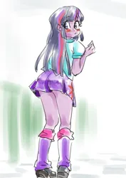 Size: 1285x1815 | Tagged: safe, artist:cocomorinewoo, derpibooru import, twilight sparkle, human, equestria girls, adorasexy, ass, blush sticker, blushing, butt, cute, female, image, japanese, jpeg, looking back, moon runes, rear view, sexy, solo, twibutt