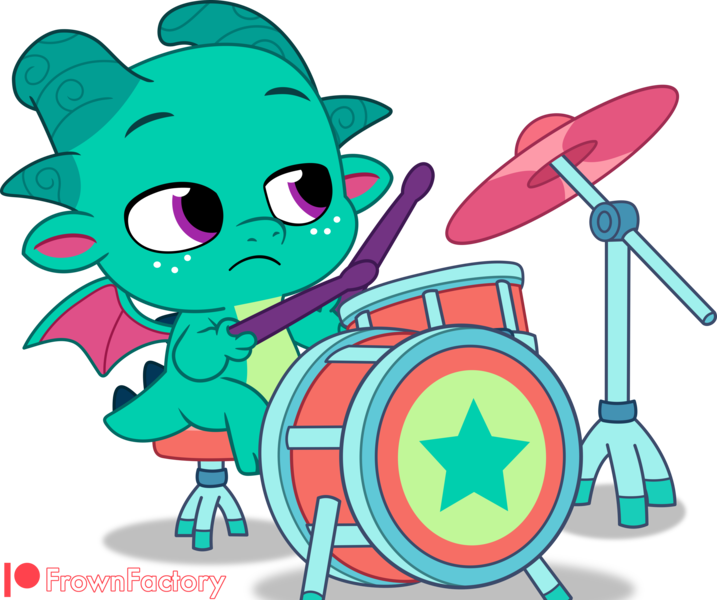 Size: 3587x3000 | Tagged: safe, artist:frownfactory, derpibooru import, sparky sparkeroni, dragon, g5, my little pony: tell your tale, bored, drums, drumsticks, horns, image, male, musical instrument, png, simple background, solo, transparent background, unimpressed, vector, wings