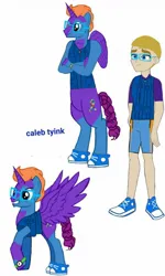 Size: 768x1280 | Tagged: safe, artist:calebtyink, derpibooru import, oc, oc:caleb tyink, alicorn, anthro, human, unguligrade anthro, alicorn oc, clothes, crossed arms, horn, image, jpeg, shoes, vest, wings