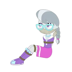 Size: 2000x2000 | Tagged: safe, artist:nie-martw-sie-o-mnie, derpibooru import, silver spoon, equestria girls, bondage, bound and gagged, damsel in distress, gag, image, kidnapped, png, simple background, solo, tied up, transparent background