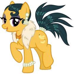 Size: 3000x3000 | Tagged: safe, artist:cheezedoodle96, derpibooru import, edit, vector edit, cleopatra jazz, earth pony, pony, dungeons and discords, .svg available, bracelet, ear piercing, earring, eyeshadow, feather boa, female, fur scarf, image, jewelry, lidded eyes, looking at you, makeup, mare, necklace, pearl, piercing, png, raised hoof, simple background, smiling, solo, tail, tail wrap, transparent background, vector