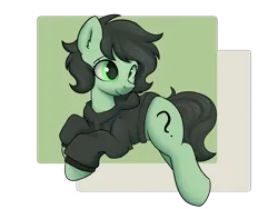 Size: 4000x3000 | Tagged: safe, artist:dumbwoofer, derpibooru import, oc, oc:anonfilly, earth pony, pony, clothes, ear fluff, female, filly, foal, hoodie, image, lying down, png, prone, simple background, smiling, solo, transparent background
