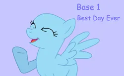 Size: 1165x719 | Tagged: safe, artist:howardthebrony38, derpibooru import, pegasus, pony, season 1, sonic rainboom (episode), bald, base, best day ever, eyes closed, female, g4, image, lavender background, mare, ms paint, png, purple text, simple background, solo, talking, text, trace