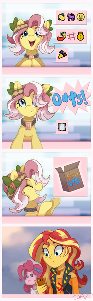 Size: 1700x5453 | Tagged: safe, artist:swasfews, derpibooru import, pinkie pie, sunset shimmer, vignette valencia, ponified, earth pony, human, pony, equestria girls, comic, emoji, equestria girls ponified, image, jpeg, phone