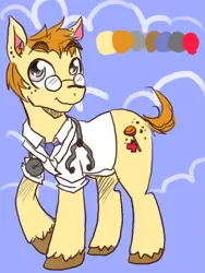 Size: 929x1238 | Tagged: safe, artist:frostedminispooner, derpibooru import, oc, oc:nursery rhyme, earth pony, pony, ask nursery rhyme, image, male, png, solo, stallion, stethoscope