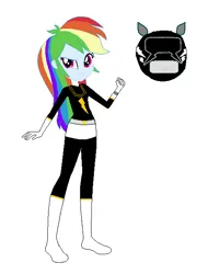Size: 478x629 | Tagged: safe, color edit, derpibooru import, edit, rainbow dash, equestria girls, black ranger, boots, clothes, colored, helmet, image, png, power rangers, shoes, simple background, solo, white background