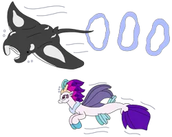 Size: 2884x2291 | Tagged: safe, artist:supahdonarudo, derpibooru import, queen novo, seapony (g4), series:novoember, my little pony: the movie, bubble, image, jewelry, manta ray, png, ring, simple background, swimming, transparent background