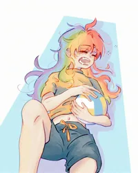 Size: 2048x2560 | Tagged: safe, artist:xiaojin315, derpibooru import, part of a set, rainbow dash, human, human coloration, humanized, image, jpeg, simple background, sports, volleyball, white background