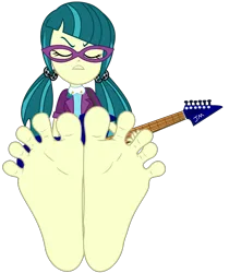 Size: 1613x1920 | Tagged: suggestive, artist:grapefruit-face, derpibooru import, juniper montage, equestria girls, mirror magic, movie magic, spoiler:eqg specials, barefoot, electric guitar, feet, fetish, foot fetish, g4, guitar, image, musical instrument, png, soles, spread toes, toes