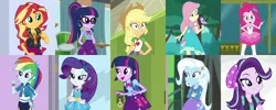 Size: 2000x800 | Tagged: safe, derpibooru import, screencap, applejack, fluttershy, pinkie pie, rainbow dash, rarity, sci-twi, starlight glimmer, sunset shimmer, trixie, twilight sparkle, twilight sparkle (alicorn), alicorn, equestria girls, humane five, humane seven, humane six, image, png