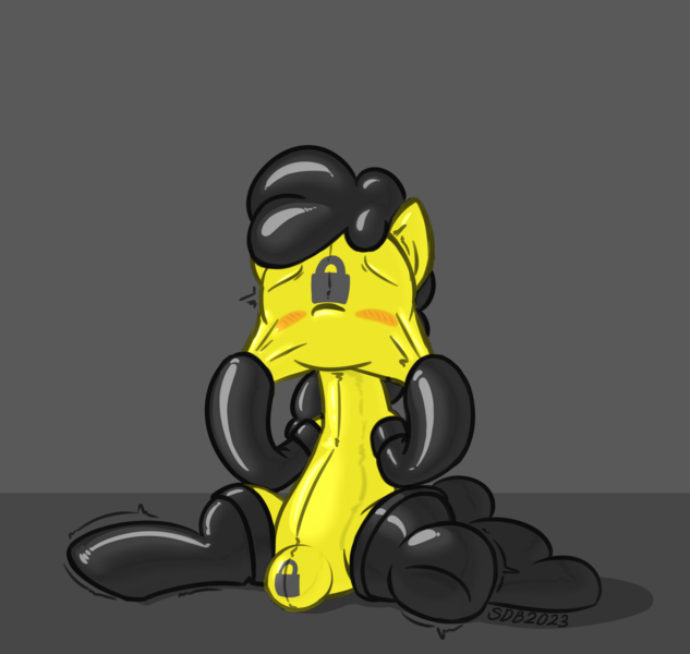 Size: 1972x1869 | Tagged: questionable, artist:superderpybot, derpibooru import, oc, unofficial characters only, earth pony, pony, bodysuit, bondage, clothes, crotch bulge, earth pony oc, encasement, fetish, hazmat suit, image, latex, latex fetish, latex suit, lock, male, null bulge, png, rubber, rubber boots, rubber suit, sensory deprivation, simple background, solo, stallion, stretchy