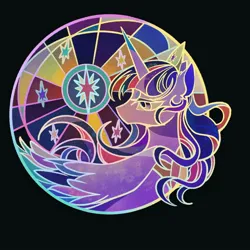 Size: 1080x1080 | Tagged: safe, artist:tkotu1, derpibooru import, twilight sparkle, twilight sparkle (alicorn), alicorn, pony, black background, crown, female, image, jewelry, jpeg, lidded eyes, mare, peytral, regalia, simple background, solo, turned head