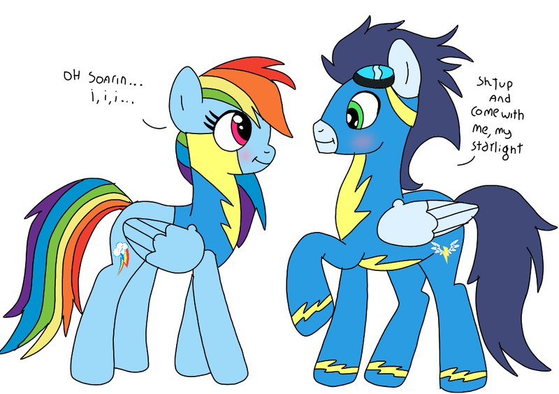 Size: 1022x720 | Tagged: safe, artist:darindashiedo, artist:dasher666, derpibooru import, edit, rainbow dash, soarin', pegasus, pony, clothes, female, image, male, mare, png, shipping, soarindash, stallion, straight, uniform, wonderbolts uniform