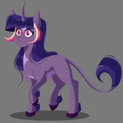 Size: 1920x1920 | Tagged: safe, alternate version, artist:cartoonsams, derpibooru import, twilight sparkle, pony, unicorn, alternate hairstyle, blaze (coat marking), coat markings, eyebrows, eyelashes, facial markings, fetlock tuft, horn, image, leonine tail, no pupils, pale belly, png, redesign, solo, tail, unicorn horn