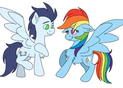 Size: 1003x720 | Tagged: safe, artist:dasher666, artist:tomcolt15, derpibooru import, edit, rainbow dash, soarin', pegasus, pony, female, image, male, mare, png, shipping, simple background, soarindash, stallion, straight, white background