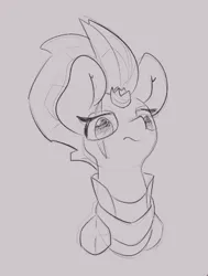 Size: 304x403 | Tagged: safe, artist:umbreow, derpibooru import, tempest shadow, pony, image, jpeg, monochrome, solo