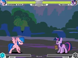 Size: 1080x810 | Tagged: safe, artist:tom artista, derpibooru import, firefly, rainbow dash, twilight sparkle, pegasus, unicorn, fighting is magic, g1, bipedal, cave, cave of harmony, fan game, image, jpeg, new, stage