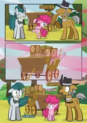 Size: 1920x2715 | Tagged: safe, artist:alexdti, derpibooru import, cloudy quartz, igneous rock pie, pinkie pie, earth pony, pony, comic:how we met (italian), dialogue, female, filly, filly pinkie pie, foal, g4, image, italian, male, png, speech bubble, younger
