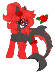 Size: 4168x5472 | Tagged: safe, derpibooru import, oc, unofficial characters only, original species, shark, shark pony, flower, goth, image, png, rose, scarlet