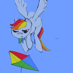 Size: 3000x3000 | Tagged: safe, artist:rapt, derpibooru import, rainbow dash, colored, colored sketch, flat colors, flying, image, kite, png, simple background, sketch, solo, suspicious