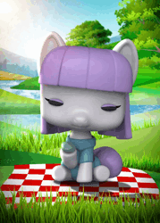 Size: 1200x1680 | Tagged: safe, derpibooru import, official, maud pie, earth pony, pony, animated, boulder (g4), clothes, eating, female, funko, funko pop!, image, mare, nft, picnic blanket, toy, webm