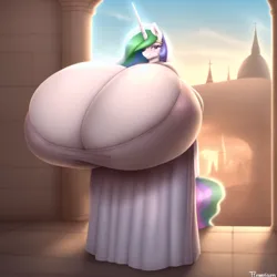 Size: 1280x1280 | Tagged: suggestive, derpibooru import, machine learning generated, novelai, stable diffusion, princess celestia, anthro, ai content, big breasts, breast expansion, breasts, busty princess celestia, butt, butt expansion, desert, growth, huge breasts, huge butt, hyper, hyper breasts, image, impossibly large breasts, large butt, png, story included