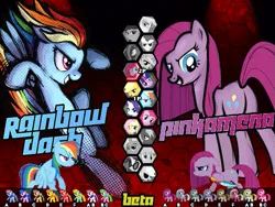 Size: 635x477 | Tagged: safe, artist:fimroots, derpibooru import, applejack, big macintosh, derpy hooves, fluttershy, gilda, lyra heartstrings, octavia melody, pinkie pie, rainbow dash, rarity, trixie, twilight sparkle, vinyl scratch, fighting is magic, image, knife, mane six, pinkamena diane pie, png, scooter, zalgojack