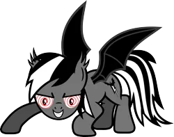 Size: 3561x2811 | Tagged: safe, artist:porygon2z, derpibooru import, oc, oc:count dashula, unofficial characters only, bat pony, pegasus, pony, undead, vampire, female, grin, hypnosis, image, mare, png, race swap, simple background, smiling, solo, transparent background, vector