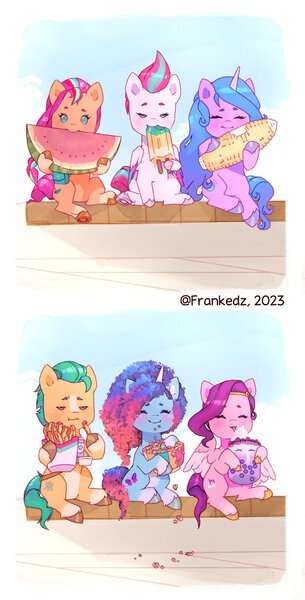 Size: 1040x2048 | Tagged: safe, artist:frank3dz, derpibooru import, hitch trailblazer, izzy moonbow, pipp petals, sunny starscout, zipp storm, earth pony, pegasus, unicorn, g5, adorapipp, adorazipp, applejack (g5), cornrows, cute, drink, drinking, eating, female, fluttershy (g5), food, hitchbetes, ice cream, image, izzybetes, jpeg, male, mane five, mane six (g5), misty brightdawn, mistybetes, pinkie pie (g5), rainbow dash (g5), rarity (g5), rebirth misty, smoothie, sunnybetes, twilight sparkle (g5)