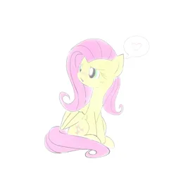 Size: 1170x1153 | Tagged: safe, artist:tiga mega, derpibooru import, part of a set, fluttershy, pegasus, pony, female, folded wings, heart, image, jpeg, looking away, mare, open mouth, pictogram, simple background, sitting, solo, speech bubble, spoken heart, turned head, white background, wings