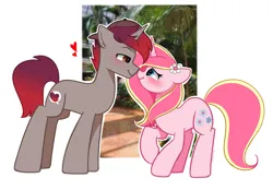 Size: 5119x3573 | Tagged: safe, artist:kittyrosie, derpibooru import, oc, oc:rosa flame, unofficial characters only, pony, unicorn, horn, image, oc x oc, png, shipping, unicorn oc