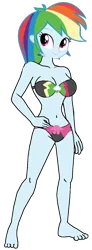 Size: 508x1378 | Tagged: suggestive, artist:matik1982, derpibooru import, rainbow dash, equestria girls, bikini, clothes, female, image, png, simple background, smiling, solo, swimsuit, transparent background