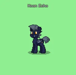 Size: 392x382 | Tagged: safe, derpibooru import, oc, oc:moon echo, unofficial characters only, bat pony, pony, pony town, bat pony oc, bat wings, blue fur, do not steal, gray mane, gray tail, green background, image, male, original character do not steal, png, simple background, stallion, wings