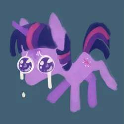 Size: 745x745 | Tagged: safe, artist:emptygoldstudio, derpibooru import, twilight sparkle, pony, unicorn, big eyes, crying, female, green background, image, mare, png, sad, simple background, solo, unicorn twilight