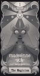 Size: 2500x4710 | Tagged: safe, artist:madelinne, derpibooru import, oc, unicorn, book, commission, horn, image, magic, png, sketch, solo, tarot, tarot card, unicorn oc, your character here