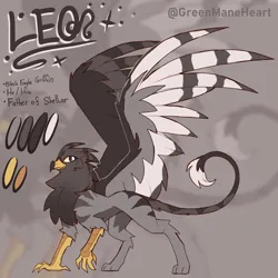 Size: 3000x3000 | Tagged: safe, artist:greenmaneheart, derpibooru import, oc, oc:leo, gryphon, colored wings, image, male, multicolored wings, png, solo, wings