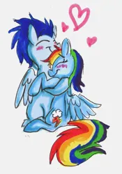 Size: 883x1259 | Tagged: safe, artist:frankilew, derpibooru import, rainbow dash, soarin', pegasus, pony, female, image, male, mare, png, shipping, soarindash, stallion, straight