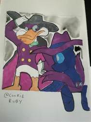 Size: 3024x4032 | Tagged: safe, derpibooru import, mare do well, anthro, pony, darkwing duck, fanart, furry, image, jpeg, traditional art