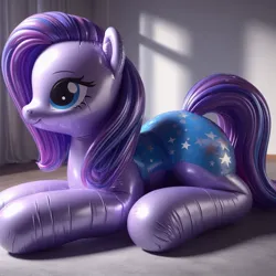 Size: 1024x1024 | Tagged: safe, derpibooru import, machine learning generated, balloon pony, inflatable pony, ai content, image, inflatable, jpeg, purple pony, saddle, tack