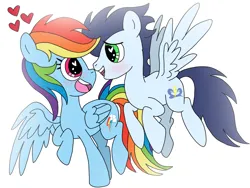 Size: 960x720 | Tagged: safe, artist:dasher666, artist:sparkle-bliss, derpibooru import, edit, rainbow dash, soarin', pegasus, pony, female, image, male, mare, png, shipping, soarindash, stallion, straight