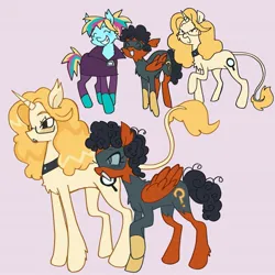 Size: 2001x2001 | Tagged: safe, artist:clarissasbakery, derpibooru import, ponified, earth pony, pegasus, pony, unicorn, image, jpeg, leonine tail, simple background, tail, unknown character, wordgirl