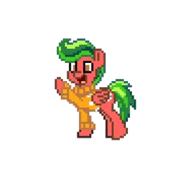 Size: 1023x1023 | Tagged: safe, derpibooru import, oc, oc:feather foot, pegasus, pony, pony town, boop, clothes, food, happy, hazel eyes, image, male, pixel art, png, pxls.space, simple background, solo, stallion, sweater, transparent background, watermelon