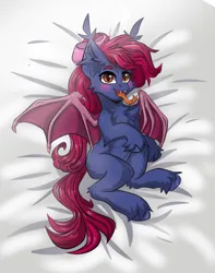 Size: 1008x1280 | Tagged: safe, artist:kutemango, derpibooru import, bat pony, blushing, body pillow, chest fluff, ear fluff, hot, image, jpeg, tongue out