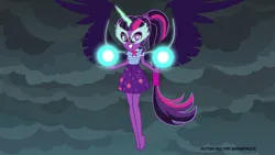 Size: 1192x670 | Tagged: safe, artist:andoanimalia, derpibooru import, sci-twi, twilight sparkle, equestria girls, black wings, delet this, image, midnight sparkle, png, wings