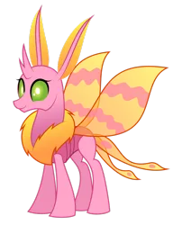 Size: 1600x2078 | Tagged: safe, artist:aleximusprime, derpibooru import, oc, oc:elytra, unofficial characters only, changedling, changeling, fanfic:my big fat pink wedding, flurry heart's story, changedling oc, changeling oc, concave belly, female, image, pink changeling, png, simple background, smiling, solo, transparent background