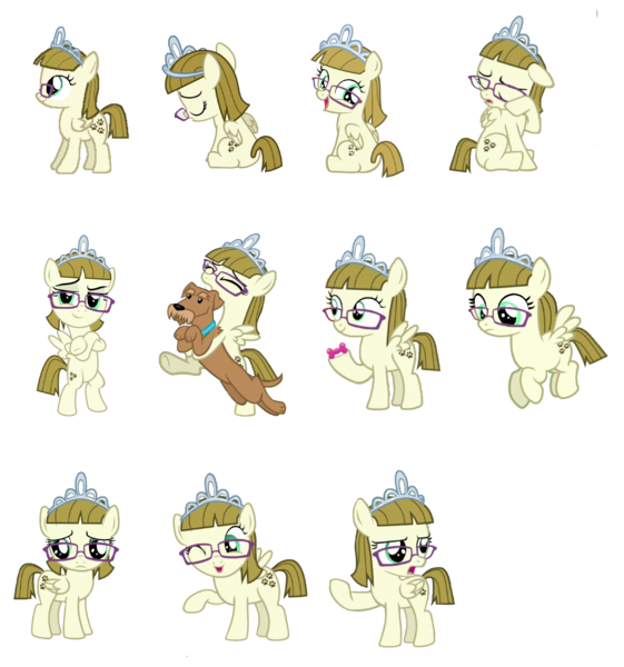 Size: 2552x2731 | Tagged: safe, derpibooru import, ripley, zippoorwhill, dog, pegasus, pony, female, filly, foal, glasses, image, jewelry, png, simple background, tiara, transparent background, vector