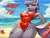 Size: 1024x768 | Tagged: suggestive, ai content, machine learning generated, stable diffusion, maud pie, anthro, earth pony, baywatch, beach, breasts, busty maud pie, clothes, hand on hip, hand on leg, image, lifeguard, lifeguard maud pie, one-piece swimsuit, png, seductive pose, smiling, solo, swimsuit