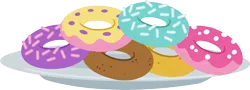 Size: 8312x3000 | Tagged: safe, artist:cloudy glow, derpibooru import, .ai available, donut, food, image, no pony, plate, png, simple background, solo, transparent background, vector