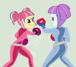Size: 2178x1925 | Tagged: safe, artist:yaya54320bases, derpibooru import, sour sweet, sunny flare, human, equestria girls, base used, boxing gloves, image, latex, latex suit, png, simple background, totally spies