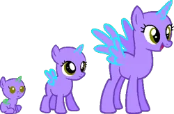 Size: 511x335 | Tagged: safe, artist:softybases, derpibooru import, oc, unofficial characters only, alicorn, pony, age progression, alicorn oc, baby, baby pony, bald, base, female, filly, foal, horn, image, mare, older, open mouth, open smile, png, simple background, smiling, spread wings, transparent background, trio, trio female, wings